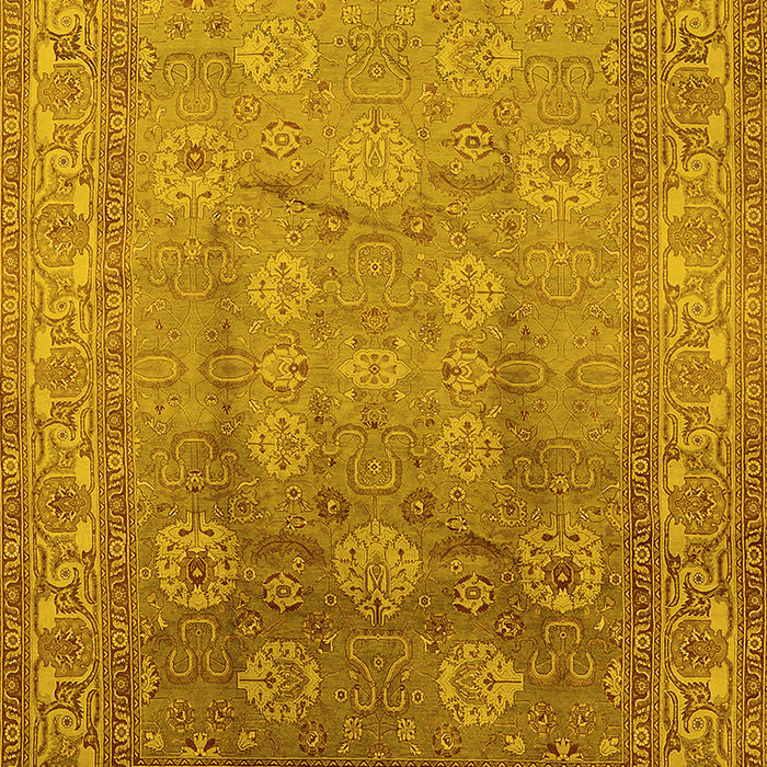 Machine Washable Oriental Yellow Traditional Rug, wshurb678yw