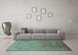 Machine Washable Oriental Light Blue Traditional Rug in a Living Room, wshurb678lblu