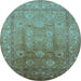 Round Oriental Light Blue Traditional Rug, urb678lblu