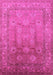 Machine Washable Oriental Pink Traditional Rug, wshurb678pnk