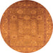Round Oriental Orange Traditional Rug, urb678org