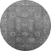 Round Machine Washable Oriental Gray Traditional Rug, wshurb678gry