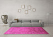 Machine Washable Oriental Pink Traditional Rug in a Living Room, wshurb678pnk