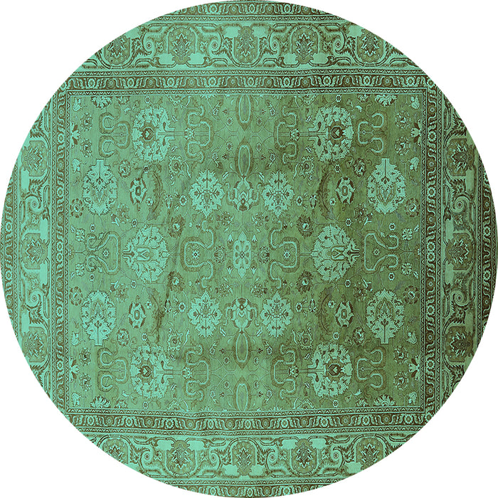 Round Oriental Turquoise Traditional Rug, urb678turq
