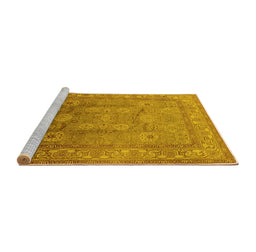 Sideview of Machine Washable Oriental Yellow Traditional Rug, wshurb678yw