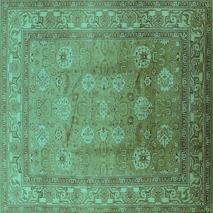 Square Oriental Turquoise Traditional Rug, urb678turq