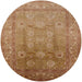 Round Mid-Century Modern Mahogany Brown Oriental Rug, urb678