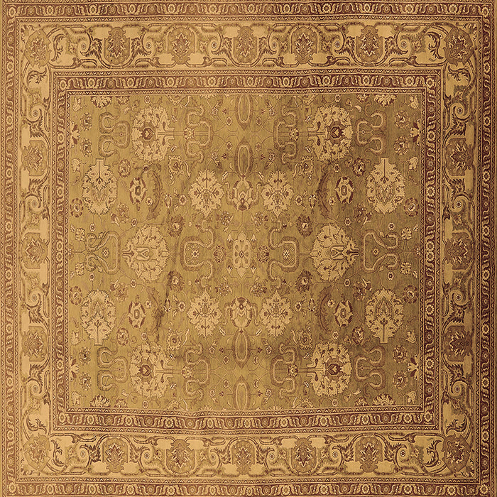 Square Oriental Brown Traditional Rug, urb678brn