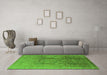 Machine Washable Oriental Green Traditional Area Rugs in a Living Room,, wshurb679grn