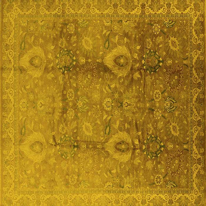 Square Oriental Yellow Traditional Rug, urb679yw