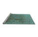 Sideview of Machine Washable Oriental Light Blue Traditional Rug, wshurb679lblu