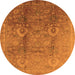 Round Oriental Orange Traditional Rug, urb679org