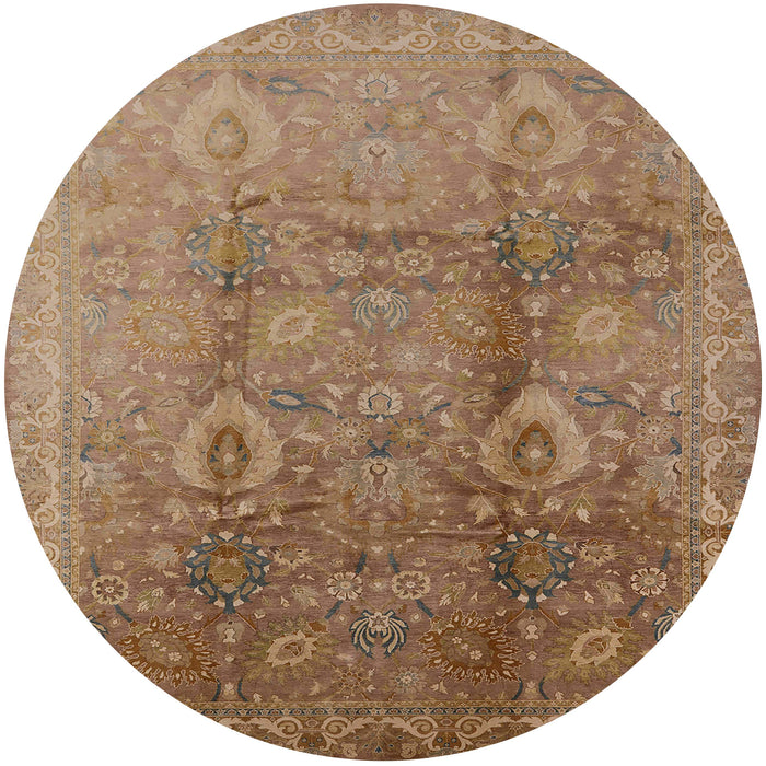 Round Mid-Century Modern Light Brown Oriental Rug, urb679
