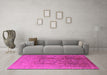 Machine Washable Oriental Pink Traditional Rug in a Living Room, wshurb679pnk