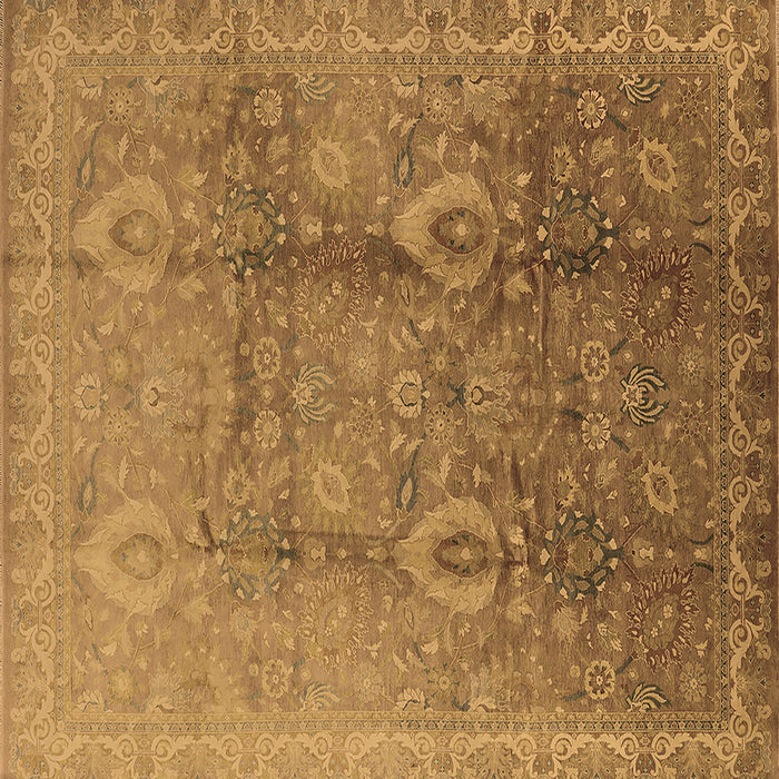 Square Machine Washable Oriental Brown Traditional Rug, wshurb679brn