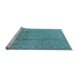 Sideview of Machine Washable Oriental Light Blue Traditional Rug, wshurb680lblu