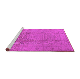 Sideview of Machine Washable Oriental Pink Traditional Rug, wshurb680pnk