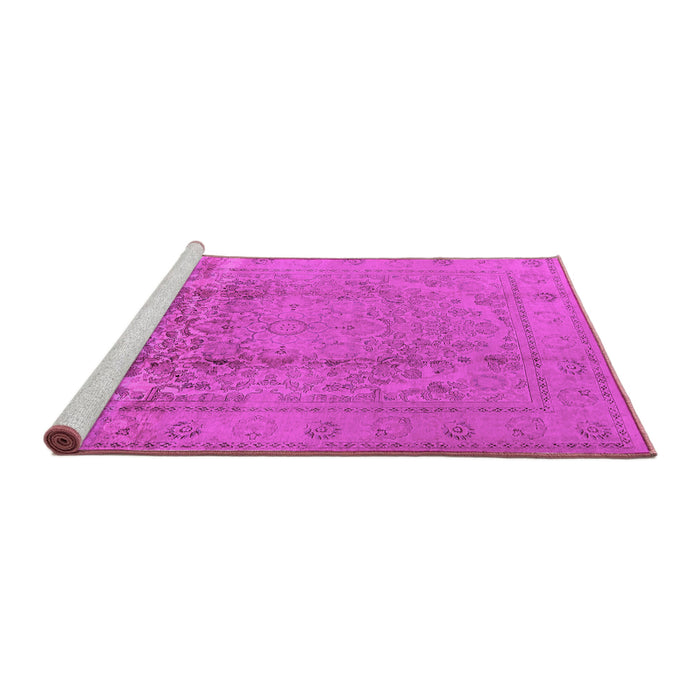 Sideview of Machine Washable Oriental Pink Traditional Rug, wshurb680pnk