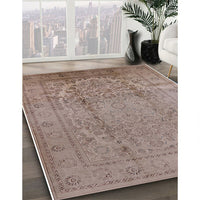 Mid-Century Modern Dark Almond Brown Oriental Rug, urb680