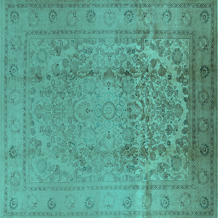 Square Oriental Turquoise Traditional Rug, urb680turq