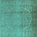 Square Oriental Turquoise Traditional Rug, urb680turq