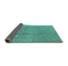 Sideview of Oriental Turquoise Traditional Rug, urb680turq