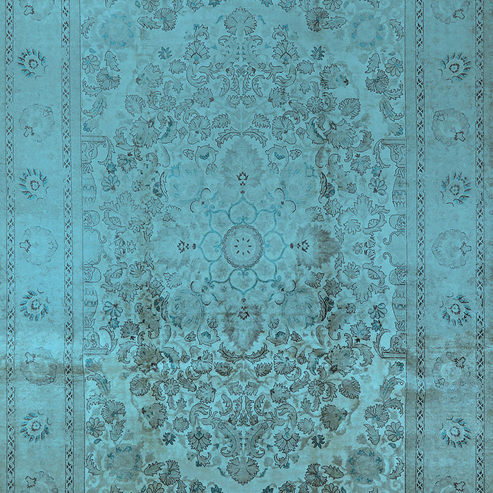 Machine Washable Oriental Light Blue Traditional Rug, wshurb680lblu
