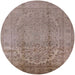 Round Mid-Century Modern Dark Almond Brown Oriental Rug, urb680