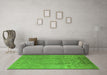 Machine Washable Oriental Green Traditional Area Rugs in a Living Room,, wshurb680grn