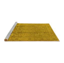 Sideview of Machine Washable Oriental Yellow Traditional Rug, wshurb680yw