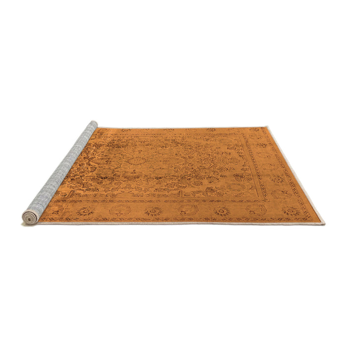 Sideview of Machine Washable Oriental Orange Traditional Area Rugs, wshurb680org