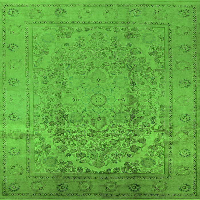 Square Oriental Green Traditional Rug, urb680grn