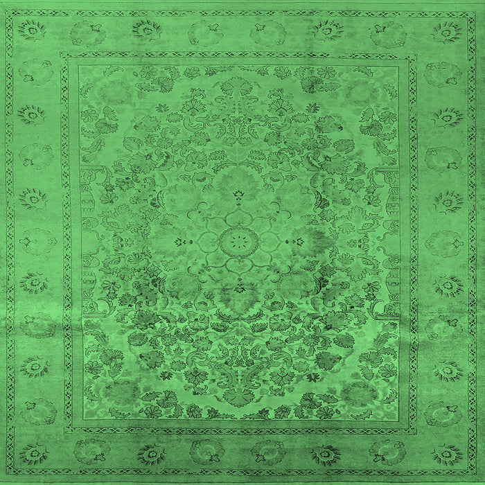 Square Oriental Emerald Green Traditional Rug, urb680emgrn