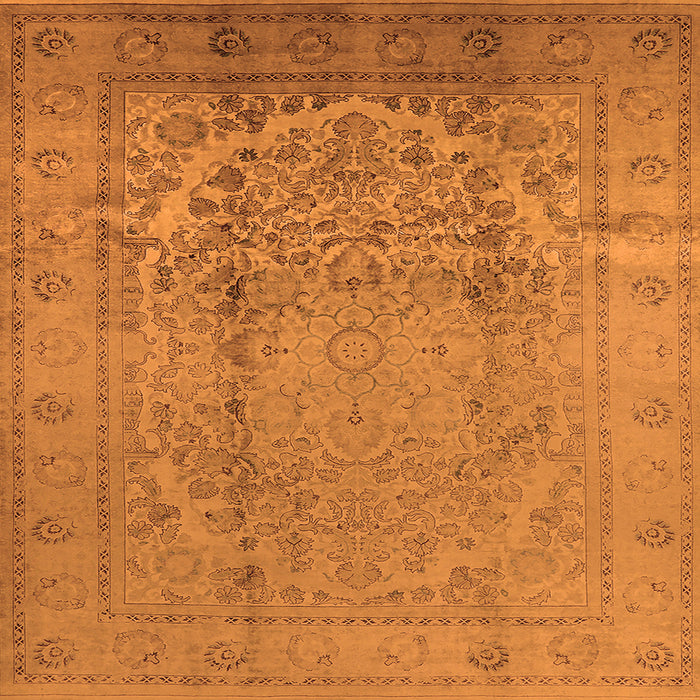 Square Machine Washable Oriental Orange Traditional Area Rugs, wshurb680org
