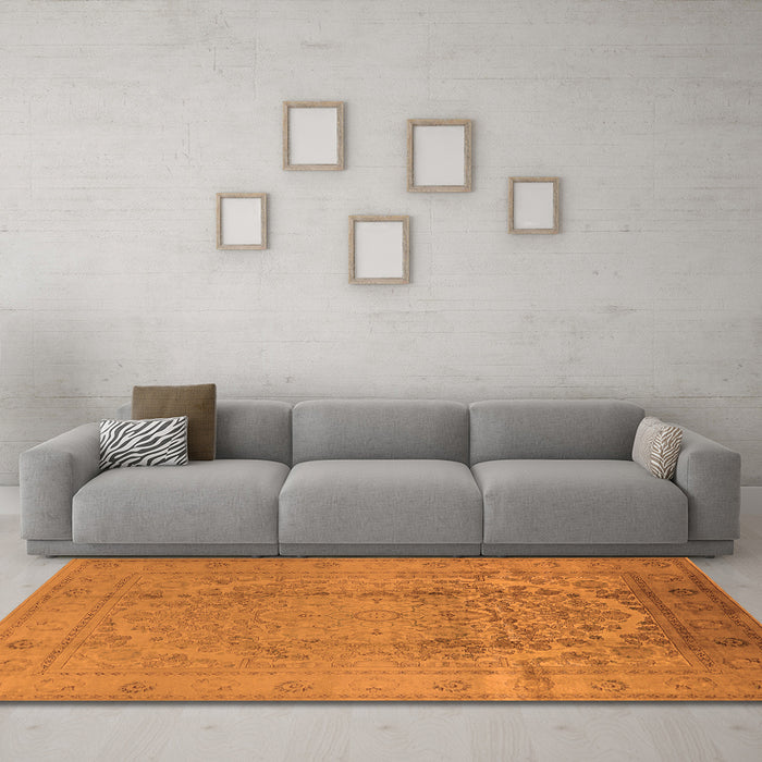 Machine Washable Oriental Orange Traditional Area Rugs in a Living Room, wshurb680org