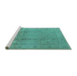 Sideview of Machine Washable Oriental Turquoise Traditional Area Rugs, wshurb680turq