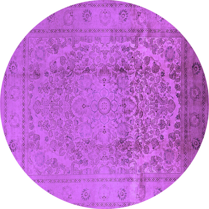 Round Oriental Purple Traditional Rug, urb680pur