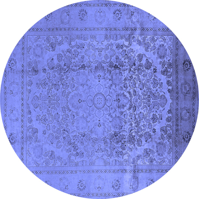 Round Oriental Blue Traditional Rug, urb680blu