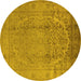 Round Oriental Yellow Traditional Rug, urb680yw