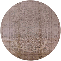 Round Machine Washable Industrial Modern Dark Almond Brown Rug, wshurb680