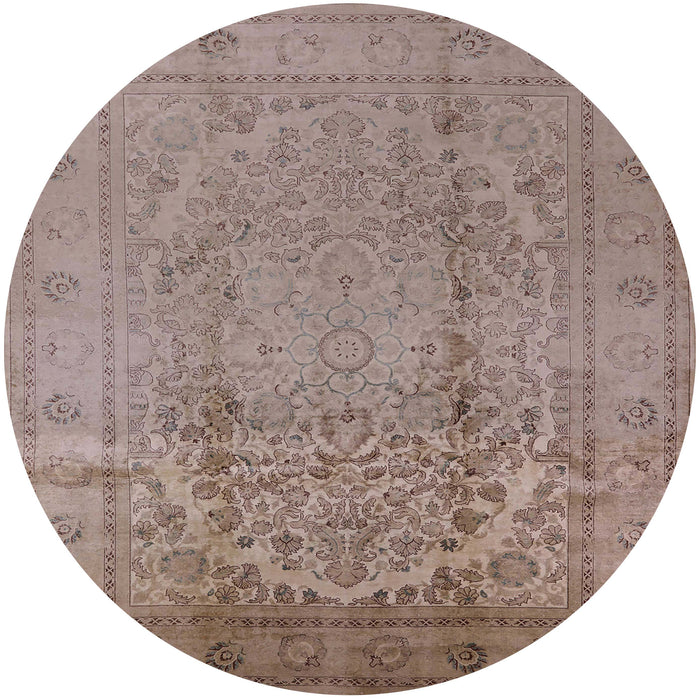 Round Machine Washable Industrial Modern Dark Almond Brown Rug, wshurb680