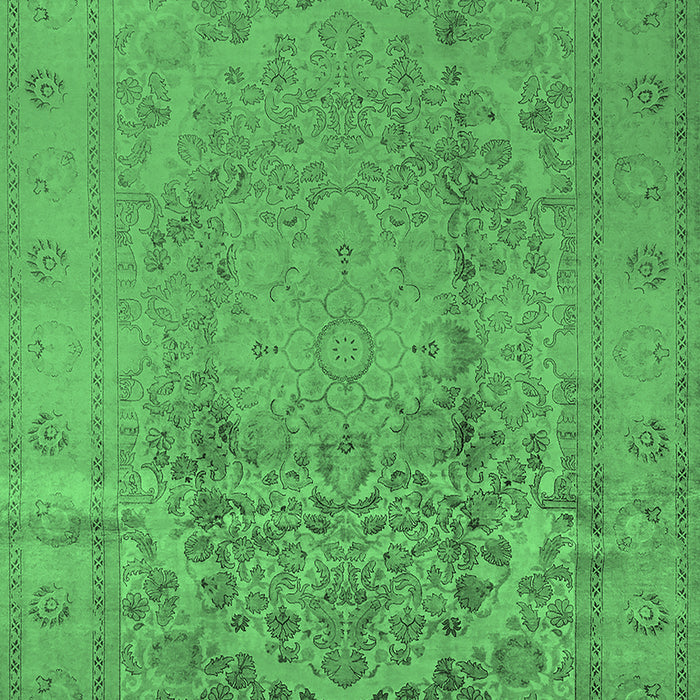 Machine Washable Oriental Emerald Green Traditional Area Rugs, wshurb680emgrn