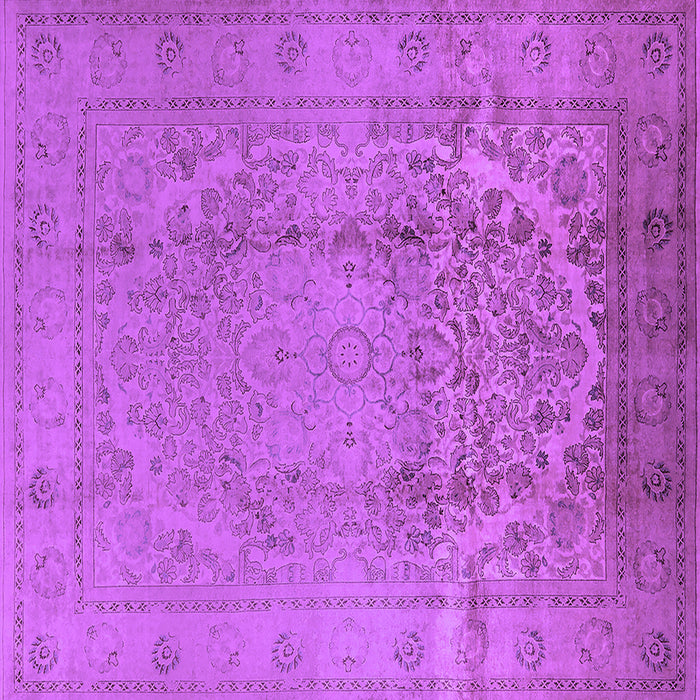 Square Machine Washable Oriental Purple Traditional Area Rugs, wshurb680pur
