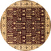 Round Oriental Brown Industrial Rug, urb681brn