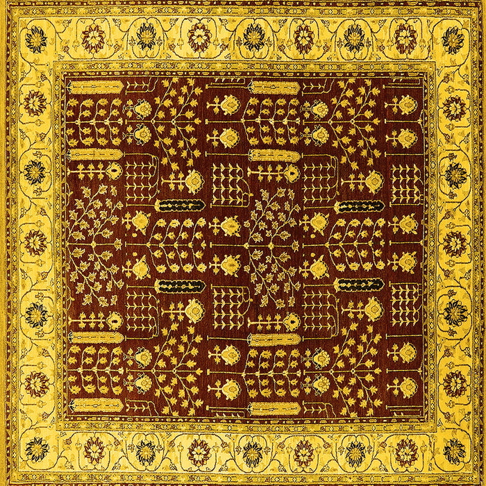 Square Oriental Yellow Industrial Rug, urb681yw
