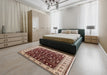 Mid-Century Modern Brown Oriental Rug in a Bedroom, urb681