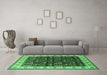 Machine Washable Oriental Emerald Green Industrial Area Rugs in a Living Room,, wshurb681emgrn