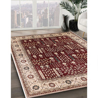 Mid-Century Modern Brown Oriental Rug, urb681