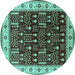 Round Oriental Turquoise Industrial Rug, urb681turq