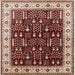 Square Mid-Century Modern Brown Oriental Rug, urb681